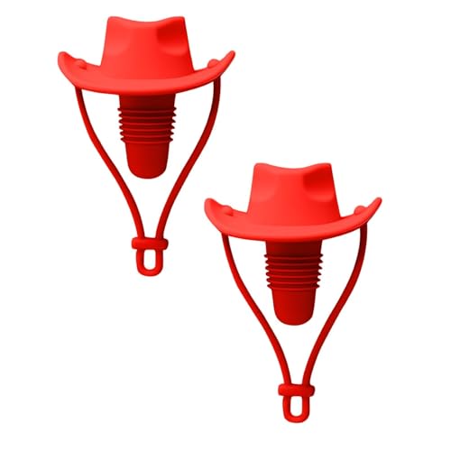 2 Stück Silikon-Weinverschluss Lustiger Cowboyhutverschluss Verschließt Flasche Kreativer Niedliches Weinzubehör Flaschenverschlüsse (Rot) von Rubu22a