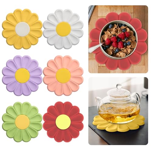 3 Stück Silikon Multi Blume Topfuntersetzer Untersetzer Matte, Silikon Multi Blume, Lsolierter Flexibel Robust rutschfeste Hot Pads und Untersetzer Cup (B) von Rubu22a