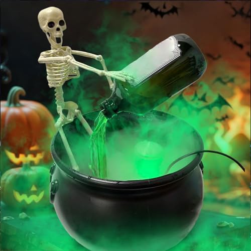 Cauldron Halloween Dekoration mit magischen schwimmenden Zaubertrank Flaschen und Diffusor - Schwarz Kunststoff Hexen Schüssel Hocus Pocus für Spooky Vintage Home Küche Tisch (A) von Rubu22a