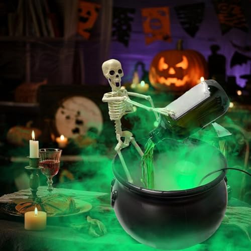 Cauldron Halloween Dekoration mit magischen schwimmenden Zaubertrank Flaschen und Diffusor - Schwarz Kunststoff Hexen Schüssel Hocus Pocus für Spooky Vintage Home Küche Tisch (B) von Rubu22a