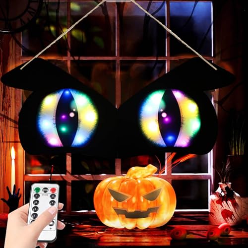 Halloween-Dekorationsaugenlichter, Hanging Bats Gruselige Schwarze Fledermaus,Leuchtenden Augen für Halloween Party Outdoor Dekoration (B) von Rubu22a