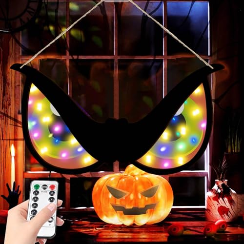 Halloween-Dekorationsaugenlichter, Hanging Bats Gruselige Schwarze Fledermaus,Leuchtenden Augen für Halloween Party Outdoor Dekoration (E) von Rubu22a