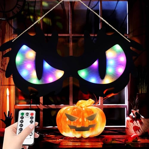 Halloween-Dekorationsaugenlichter, Hanging Bats Gruselige Schwarze Fledermaus,Leuchtenden Augen für Halloween Party Outdoor Dekoration (F) von Rubu22a