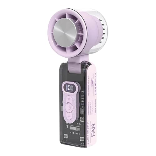 Rubu22a Handventilator Turbo Ventilator mit 3600mAh USB-Akku Aufladbar, 5 Stufen, Faltbar Tragbar Hand Ventilatoren, Bis zu 12H Stunden für Sommer, Outdoor und Reisen (Lila) von Rubu22a