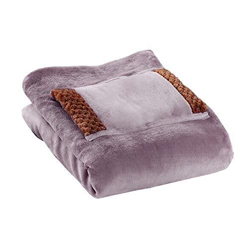 Rubu22a Heizdecke Klein, 60x80 cm Heizkissen mit Abschaltautomatik für Bett, Sofa & Camping, Wärmedecken Energiesparend & Waschbar, Decke Elektrisch, weiche Flanell Kuscheldecke (Purple, One Size) von Rubu22a