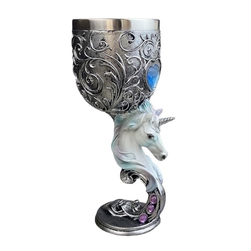 Rubu22a Magic The Gathering Kelch, Skelett, Drache, Pferd, Katze Elemente Drachenspirale, Kunstharz, mit Edelstahleinsatz,18 cm (A) von Rubu22a