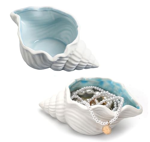 Rubu22a Muschel Schale Deko Schmucktablett Sea Shell Dekoschale Schmuck Tablett Keramik Ablageschale Schlüssel Speiseteller Porzellan Desserttelle Schlüsselschale Flur Schlüsselablage (A) von Rubu22a