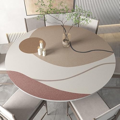 Ruby Lil PU-Leder Große Runde Tischunterlage, wasserdichte Tischschutzmatte Leicht Zu Reinigen Für Zu Hause Esszimmer Couchtisch Dekor,E,120cm(47in) von Ruby Lil