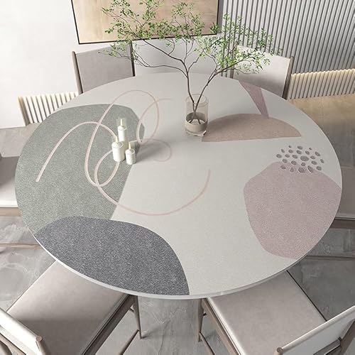 Ruby Lil PU-Leder Große Runde Tischunterlage, wasserdichte Tischschutzmatte Leicht Zu Reinigen Für Zu Hause Esszimmer Couchtisch Dekor,F,50cm(20in) von Ruby Lil