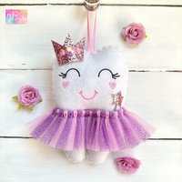 Mädchen Ballerina Tutu Zahnfee Kissen Mit Glitzer Krone Oder Schleife, Zauberstab Geschenkidee von RubyLewisDesigns