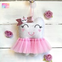 Personalisierte Tutu Zahnfee Kissen Mit Niedlicher Unicorn Glitter Bow, Personalisierte Tasche, Ideale Geschenkidee ~ Mädchen Oder Jungen von RubyLewisDesigns