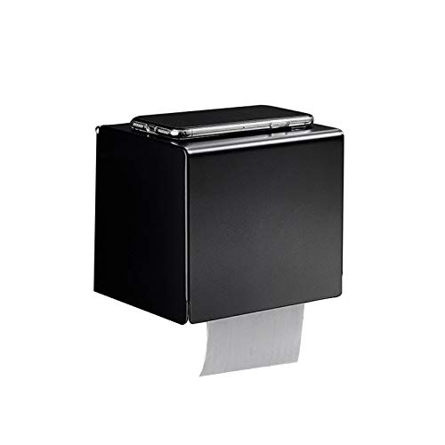 Rubyia Bad Klopapierhalter, WC-Papierhalter Ohne Bohren aus Aluminiumlegierung, Schwarz, Ohne Bohren Installieren von Rubyia
