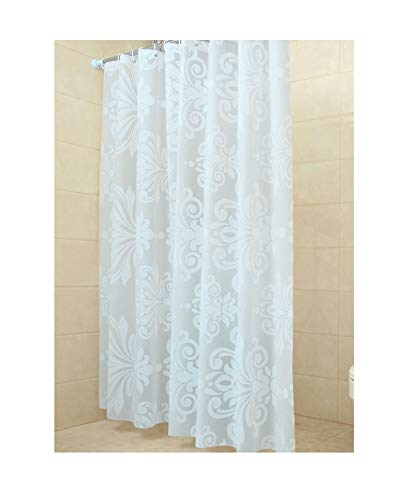 Rubyia Badevorhang 240x200, Blume Motiv Duschvorhang Badewanne mit Duschvorhangringen, Peva, Weiß von Rubyia