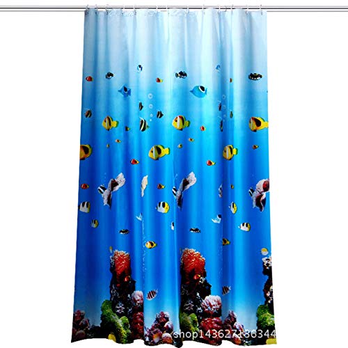 Rubyia Eckstange Duschvorhang, Fisch Motiv Foto Duschvorhang mit Duschvorhangringen, Peva, Blau, 300 x 200 cm von Rubyia