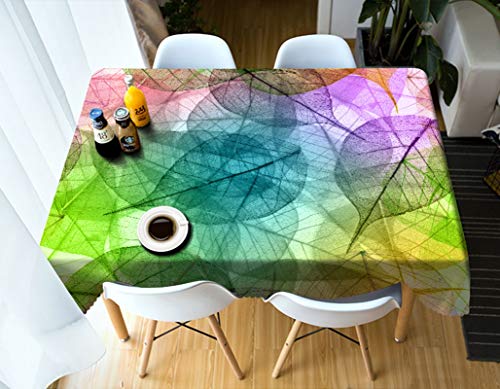 Rubyia Rectangular Table Cloth, Fleckgeschützte Tischdecks Buntes Blätter Muster, Polyester, Grün Lila, 140 x 220 cm von Rubyia