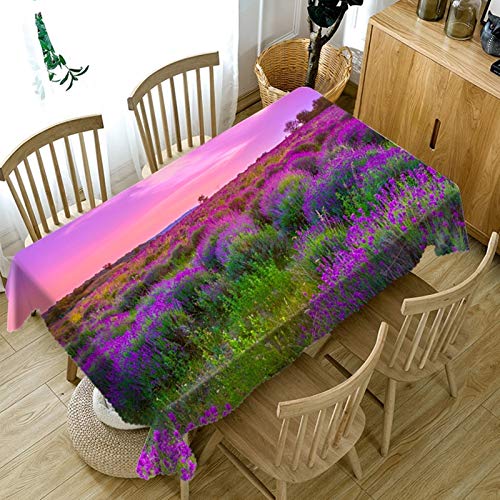 Rubyia Tischdecke Rechteckig Wohnzimmer, Wasserabweisend Tischtuch Lavendel Gemustert, Polyester, Lila Grün, 90 x 140 cm von Rubyia