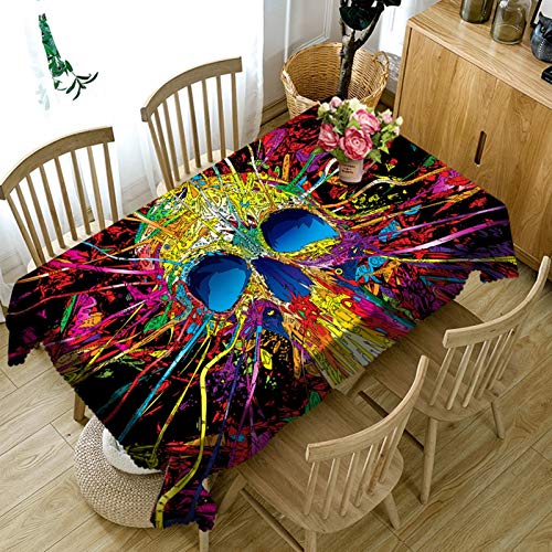 Rubyia Tischdecke Wasserabweisend Eckig, Fleckabweisend Tischtuch Ausgefallenes Totenkopf Muster, Polyester, Bunt, 85 x 85 cm von Rubyia