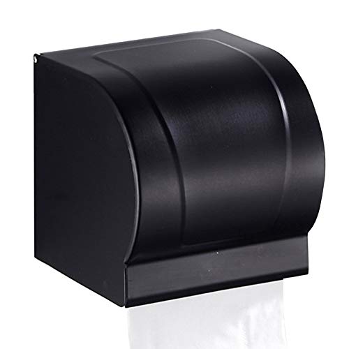 Rubyia WC Klopapierhalter Geschlossen, Toilettenpapierhalter Antik aus Aluminiumlegierung, Schwarz, Bohren Installieren von Rubyia