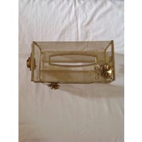 Vintage Gold Ton Netz Mit Blumen Taschentuch Box Halter von Rubysvintagetreasure