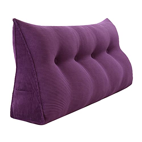 Rucener Bettkeilkissen, Kopfteil, dreieckige Lesekissen, große Nackenrolle, Rückenlehne, abnehmbare Stütze zum Waschen, geeignet für Sofa und Bett Violett 120 cm von Rucener