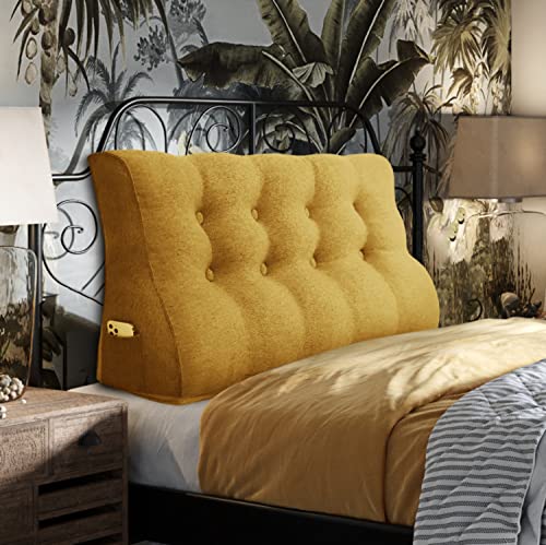 Rucener Rückenlehne Kissen Hohen Rückenlehne Kissen Großen Dreieckigen Kissen Hohen Rückenlehne für Bett Perfekt AlsKissen Zum Fernsehen und Lesen Gibt Es in Vielen Größen Gelb 140 cm von Rucener