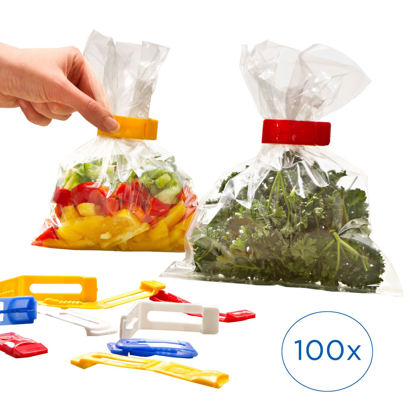 Ruco Verschlussklammer (Set, 100-tlg), Gefrierbeutelclips, Kunststoff, wiederverwendbar von Ruco