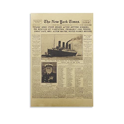 Rudd New York Times Titanic Poster, Wandkunstdruck, Retro, ästhetische Raumdekoration, Malerei, Leinwand, Poster für Zuhause und Büro, Dekorationen, 40 x 60 cm von Rudd