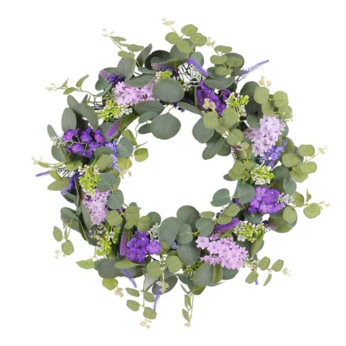 Rudiaoa Künstlicher Frühlingskranz lila Blumenkranz für Haustür, Fenster, Hochzeit, Party, Innen- und Außendekorationen von Rudiaoa