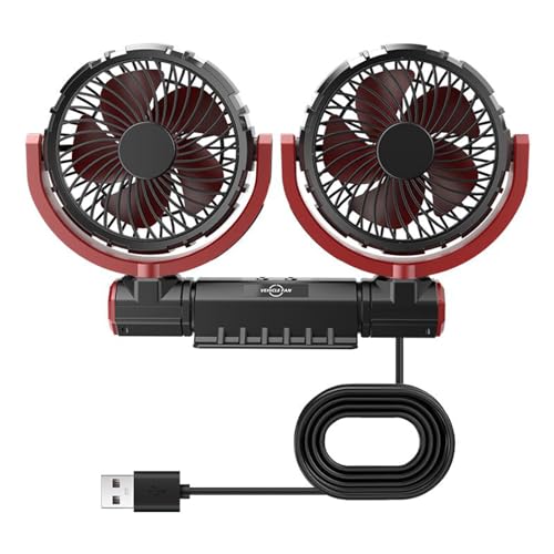 Rudiaoa Auto Fan Double Head USB Lüfter Für Autofahrzeugkühlungslüfter Bürstenloser Motor 3 Geschwindigkeit 360rotation Für Auto Dashboard Auto USB Lüfter von Rudiaoa