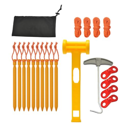 Rudiaoa Camping-Zubehör Aluminium-Zeltheringe & Heringe, Hammer & Nylon-Spannseil & Entferner für einfache von Rudiaoa