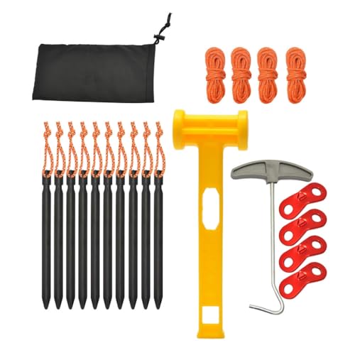 Rudiaoa Camping-Zubehör Aluminium-Zeltheringe & Heringe, Hammer & Nylon-Spannseil & Entferner für einfache Rudiaoa Camping-Zubehör Aluminium-Zeltheringe & Heringe, Hammer & Nylon-Spannseil & Entferner für einfache von Rudiaoa