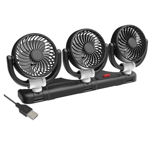 Rudiaoa Leiser Dreifach-Ventilator für Auto-Innenraum und Zuhause, Komfort, Haushalt, mit flexibler Windrichtung und einfacher Tragbarkeit, Doppel-Netzteil-Lüfter Rudiaoa Leiser Dreifach-Ventilator für Auto-Innenraum und Zuhause, Komfort, Haushalt, mit flexibler Windrichtung und einfacher Tragbarkeit, Doppel-Netzteil-Lüfter von Rudiaoa