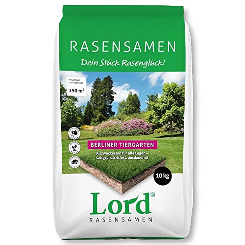 10 kg Lord Berliner Tiergarten Rasensaat trocken Grassamen Grassaat - Standardrasen für alle Lagen - hoher Pflegeanspruch von Rudloff