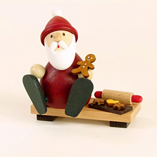 Kunsthandwerk Ullrich Holzfigur Weihnachtsmann mit Lebkuchen auf Bank HxB 9x9,5cm NEU Seiffen Erzgebirge Dekoration Holzfiguren Weihnachten Fensterschmuck Spielzeug Deko Weihnachtsfigur von Rudolphs Schatzkiste