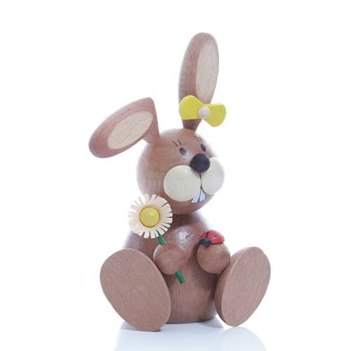 Kunsthandwerk Ullrich Osterartikel Osterhäsin mit Blume und Marienkäfer HxB 11x7,5cm NEU Osterdeko Osterhasenfigur Ostern Korb Osterei Frühling Erzgebirge Seiffen Hase Blumen von Rudolphs Schatzkiste