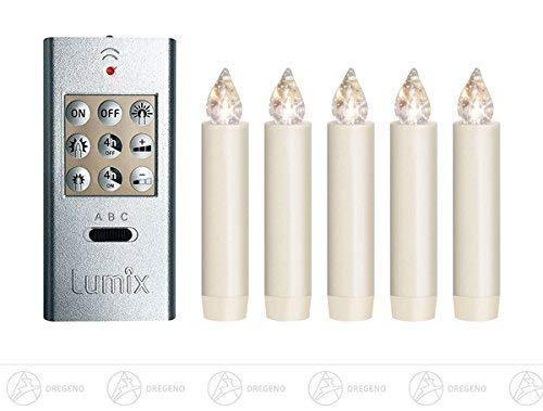 Rudolphs Schatzkiste 5 kabellose LED Kerzen LUMIX Classic Mini S, Superlight - Fernbedienung - mit Batterien - Höhe 8 cm - Erzgebirge – NEU von Rudolphs Schatzkiste