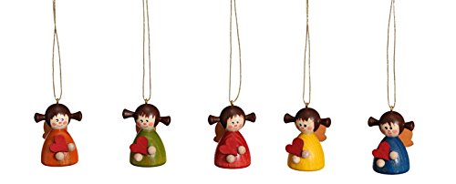 Rudolphs Schatzkiste Baumbehang Engelsgruppe bunt mit Herz Höhe 4 cm NEU Christbaumschmuck Weihnachten Baumschmuck Holzschmuck Holz Seiffen Erzgebirge Strauchbehang Dekoration von Rudolphs Schatzkiste