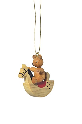 Rudolphs Schatzkiste Baumbehang Teddy auf Schaukelpferd BxTxH= 2x4x5cm NEU Christbaum Christbaumschmuck Baum Baumbehang Weihnachten Baumschmuck Holzschmuck Holz Seiffen Erzgebirge Strauchbehang von Rudolphs Schatzkiste