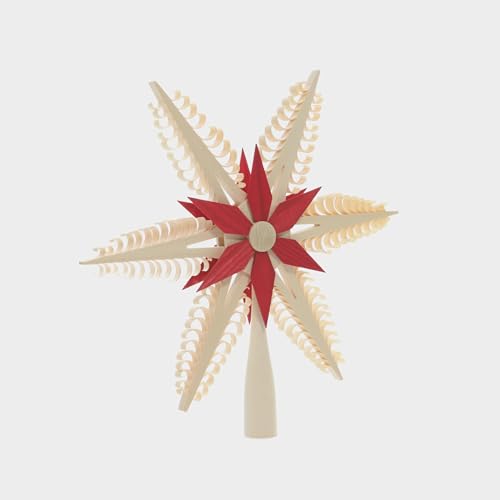 Rudolphs Schatzkiste Baumschmuck Christbaumspitze Mittig Stern Rot (Beidseitig) BxHxT=24x24x2cm NEU Weihnachten Christbaum Baum Spitze Holzschmuck Holz Seiffen Erzgebirge Dekoration von Rudolphs Schatzkiste