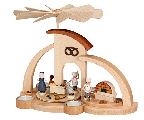 Rudolphs Schatzkiste Bogenpyramide Weihnachtsbäckerei bunt BxHxT 33x27x18,5cm NEU Holzpyramide Weihnachtspyramide Designpyramide Tischpyramide Wärmespiel Tischdeko Dekoration Weihnachten Wärmespiel von Rudolphs Schatzkiste