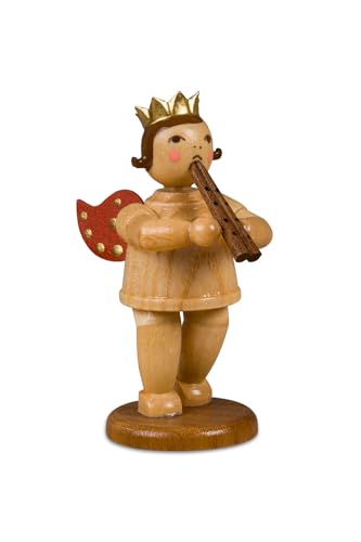 Rudolphs Schatzkiste Engel mit Doppelflöte Krone Natur Höhe ca. 6cm NEU Holzengel Holzfigur Weihnachtsengel von Rudolphs Schatzkiste