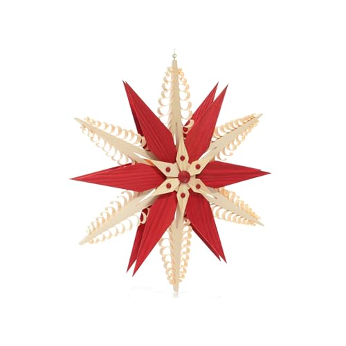 Rudolphs Schatzkiste Fensterschmuck Spanstern Mitte 2 Sterne rot (beidseitig) BxHxT=24x24x3,5cm NEU Fensterbild Spanbaum Adventsstern Holz Seiffen Erzgebirge Stern Linde Fensterdeko von Rudolphs Schatzkiste