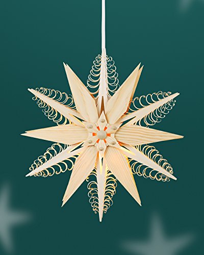 Rudolphs Schatzkiste Fensterschmuck Spanstern doppelt EL. Beleuchtet Mitte mit 2 Sterne BxHxT=24x24x8cm NEU Fensterbild Spanbaum Adventsstern Holz Seiffen Erzgebirge Stern Linde Fensterdeko von Rudolphs Schatzkiste