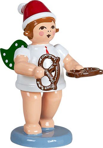 Rudolphs Schatzkiste Holzfigur Bäckerengel mit Brezel und Krone Höhe 6cm NEU Holzengel Instrument Seiffen Erzgebirge Figur Dekoration Holzfiguren Weihnachten Fensterschmuck Spielzeug Deko von Rudolphs Schatzkiste