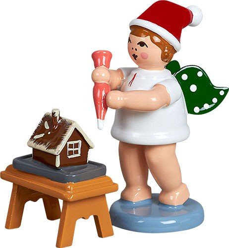 Rudolphs Schatzkiste Holzfigur Bäckerengel mit Tortenspritze Pfefferkuchenhaus ohne Krone Höhe 6cm NEU Holzengel Instrument Seiffen Erzgebirge Figur Dekoration Holzfiguren Weihnachten Fensterschmuck von Rudolphs Schatzkiste