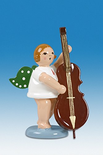 Rudolphs Schatzkiste Holzfigur Engel mit Kontrabass und Krone Höhe 6cm NEU Holzengel Instrument Seiffen Erzgebirge Figur Dekoration Holzfiguren Weihnachten Fensterschmuck Spielzeug Deko von Rudolphs Schatzkiste