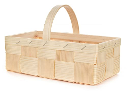 Rudolphs Schatzkiste Holzkorb Osterdekoration Spankorb mit Henkel eckig, Natur 22x14x7cm NEU DEKOKORB PILZKORB SAMMELKORB Erzgebirge von Rudolphs Schatzkiste