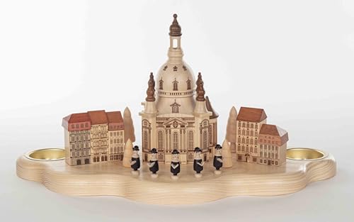 Rudolphs Schatzkiste Kerzenhalter Kurrende mit Dresdener Frauenkirche und Häuser HxLxB 17x31x14.5cm NEU Kerzenleuchter Leuchter Wachskerze Kirche Holz Weihnachten Seiffen Erzgebirge von Rudolphs Schatzkiste