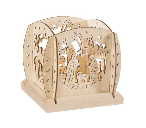 Rudolphs Schatzkiste Laterne Christi Geburt Teelicht Natur BxHxT 12x12x12cm NEU Holzlaterne Windlicht Tischlaterne Kerze Kerzenlicht Teelicht Weihnachten Kerzenschmuck Tischschmuck Holzschmuck Holz von Rudolphs Schatzkiste