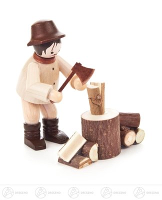 Rudolphs Schatzkiste Miniatur Holzhacker Natur Höhe ca 5,5 cm NEU Erzgebirge Weihnachtsfigur Holzfigur von Rudolphs Schatzkiste